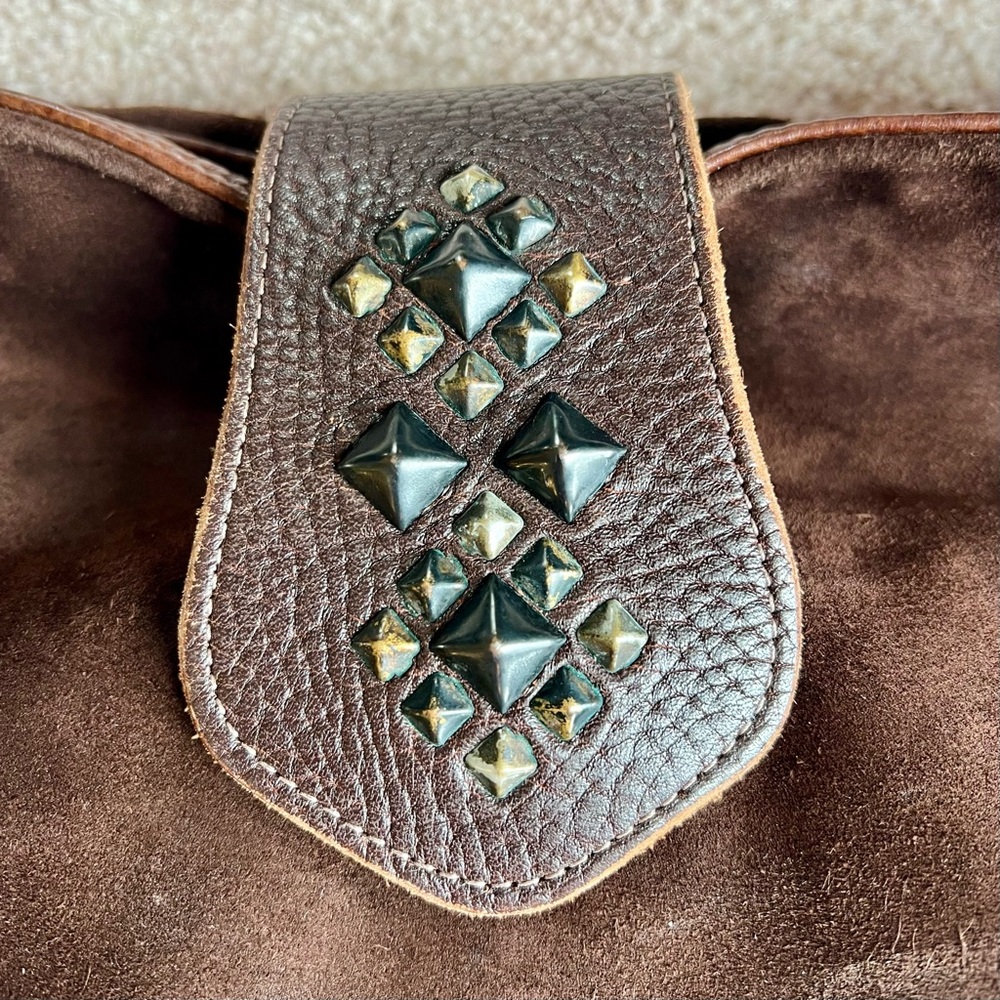 Vintage Y2K Genuine Suede Studded Hobo Bag - Picture 3 of 14